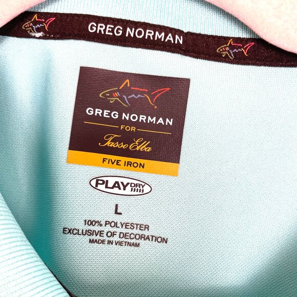 Greg Norman For Tasso Elba Polo Shirt Mens L Green Stretch Play Dry Five Iron - Picture 4 of 8